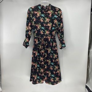 Modcloth Floral Midi Dress - Black and Pink
